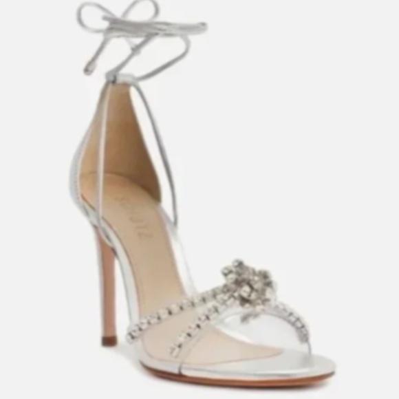 SCHUTZ Shoes - NWT Schutz Jayda Leather Rhinestone Heels Metallic Napa Women's US 9.5